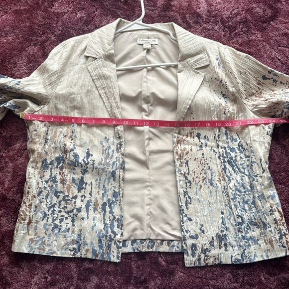 Coldwater Creek Linen Blue and Tab Patterned Blazer size PL (14-16) - Picture 5 of 6